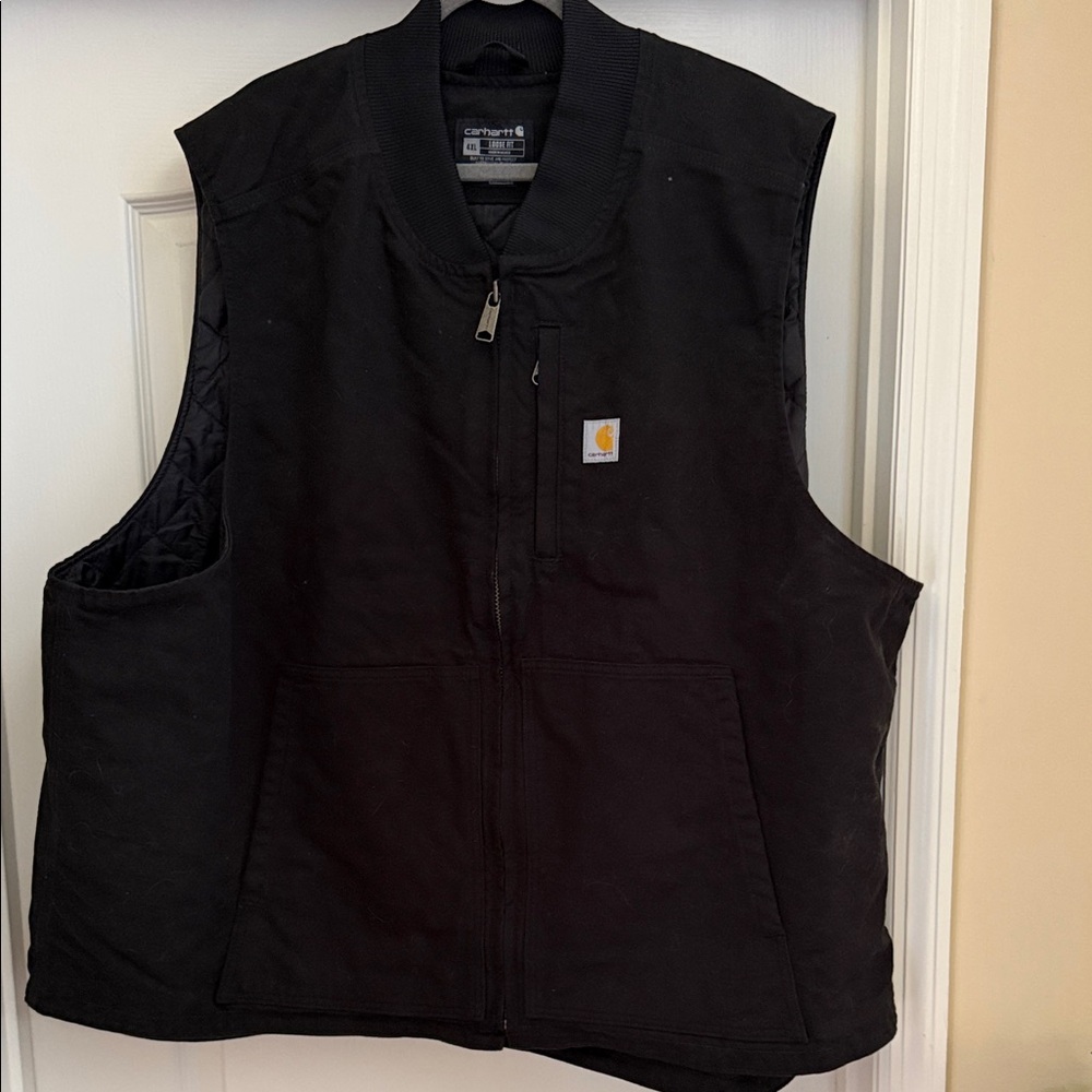 Carhartt Black Utility Quilted Work Vest with Chest Logo
